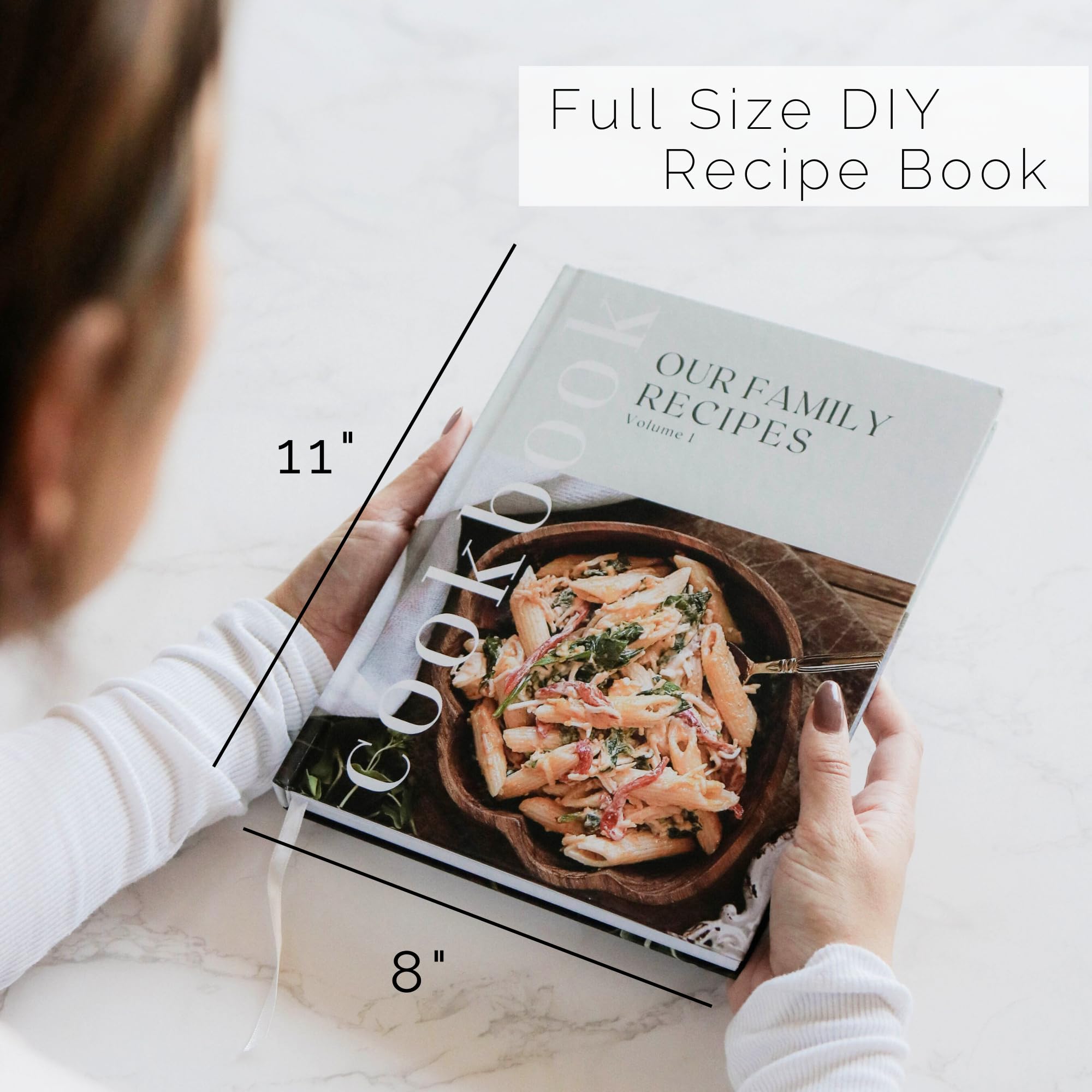 Paige McRae Recipe Book open pages reveal blank recipe templates.