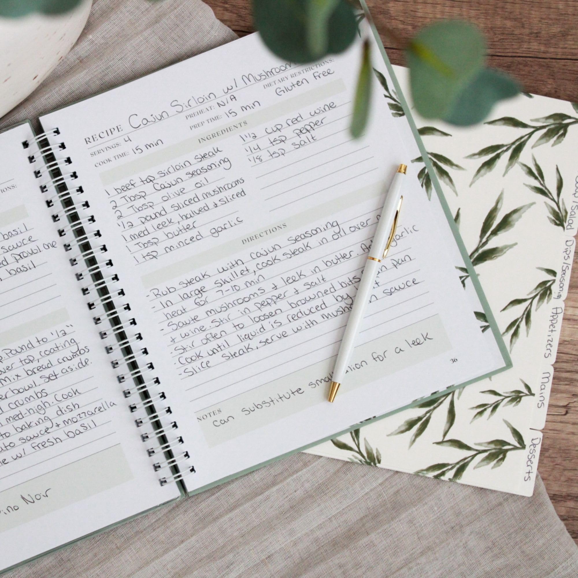 Paige McRae Recipe Book interior pages with blank templates ready for notes