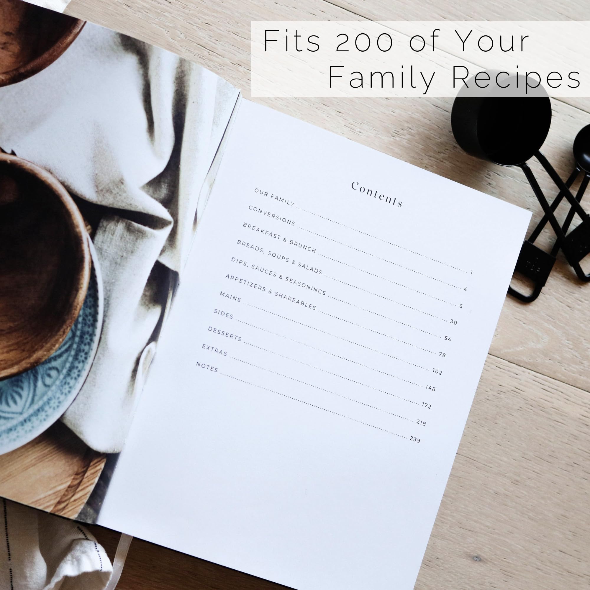 Paige McRae Recipe Book table of contents keeps recipes organized.