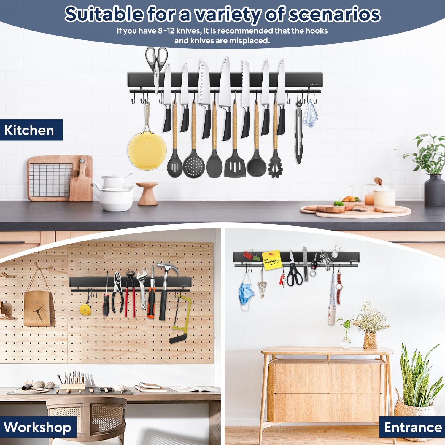 Pailexin black finish wall mount adds modern style and accessibility.