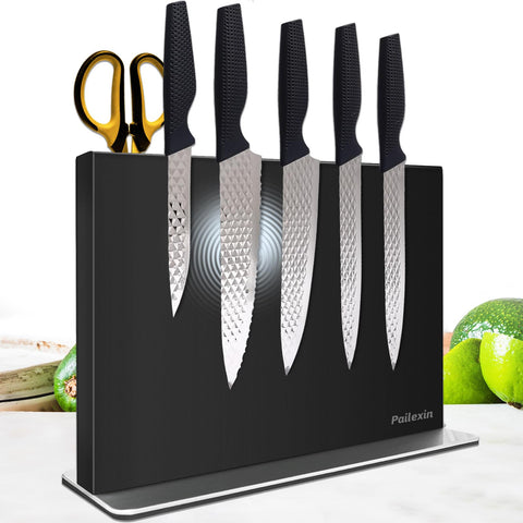 Pailexin magnetic knife block with double-sided magnets holding blades securely