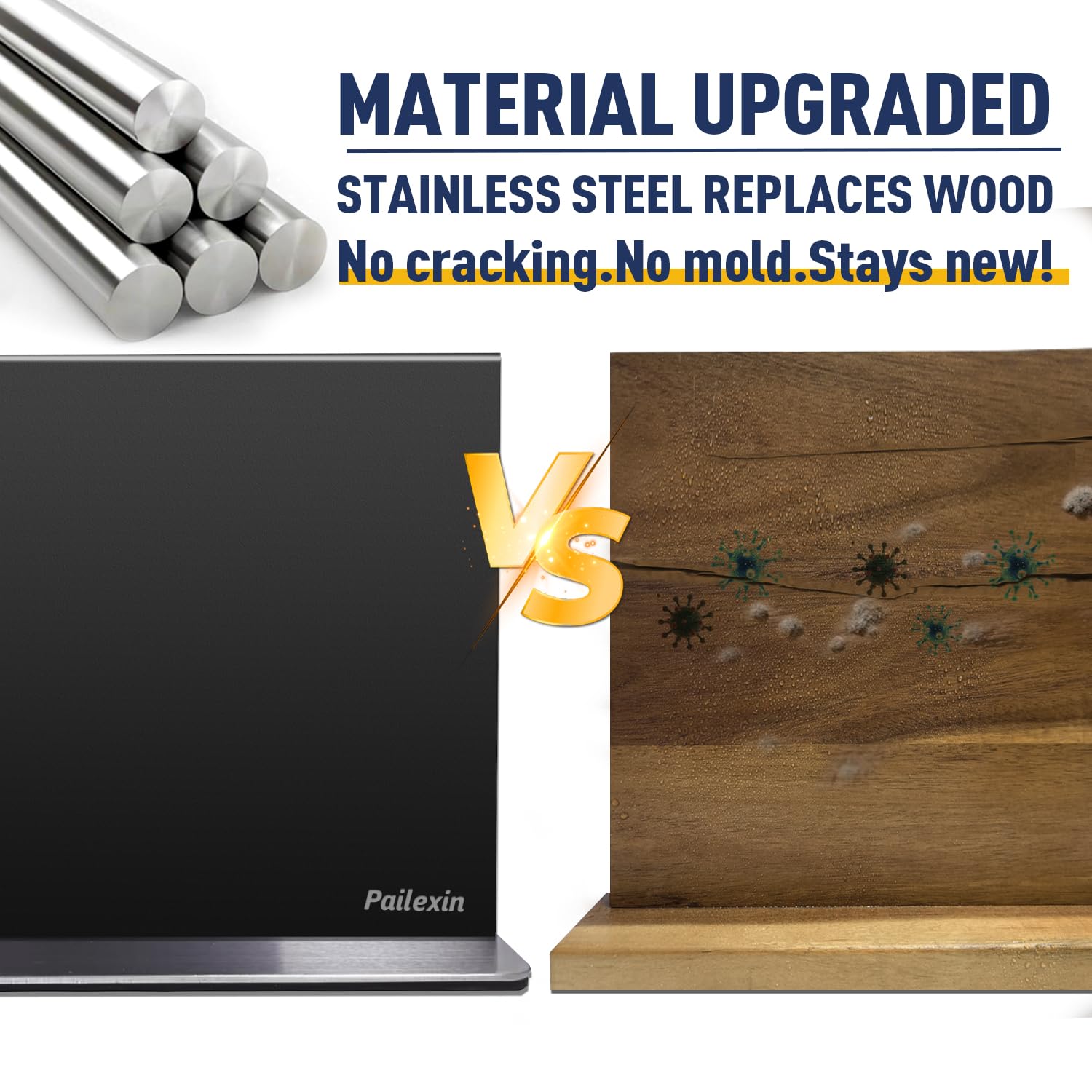Pailexin strong magnets hold chef knives on the block