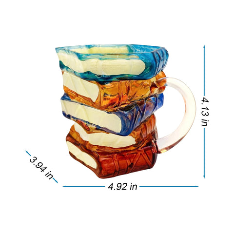 Painted Book Mug featuring a wide easy-grip handle for comfortable sipping.
