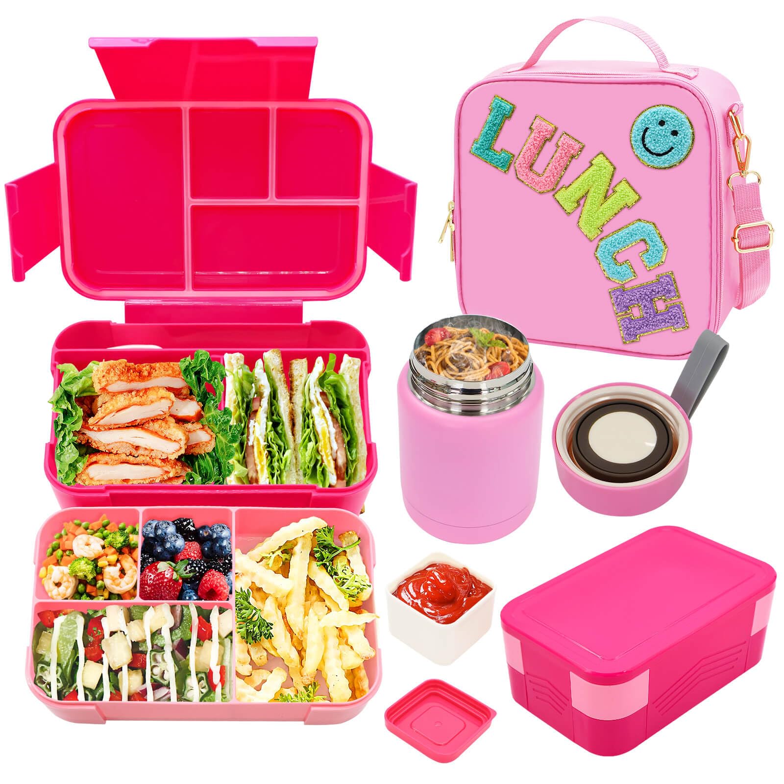 PainZieteg pink lunch bag with adjustable strap for school and travel