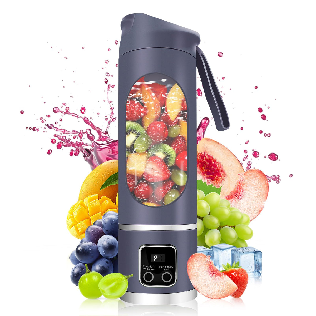 Pakay portable blender 500ml purple cup ready for quick smoothies on the go.