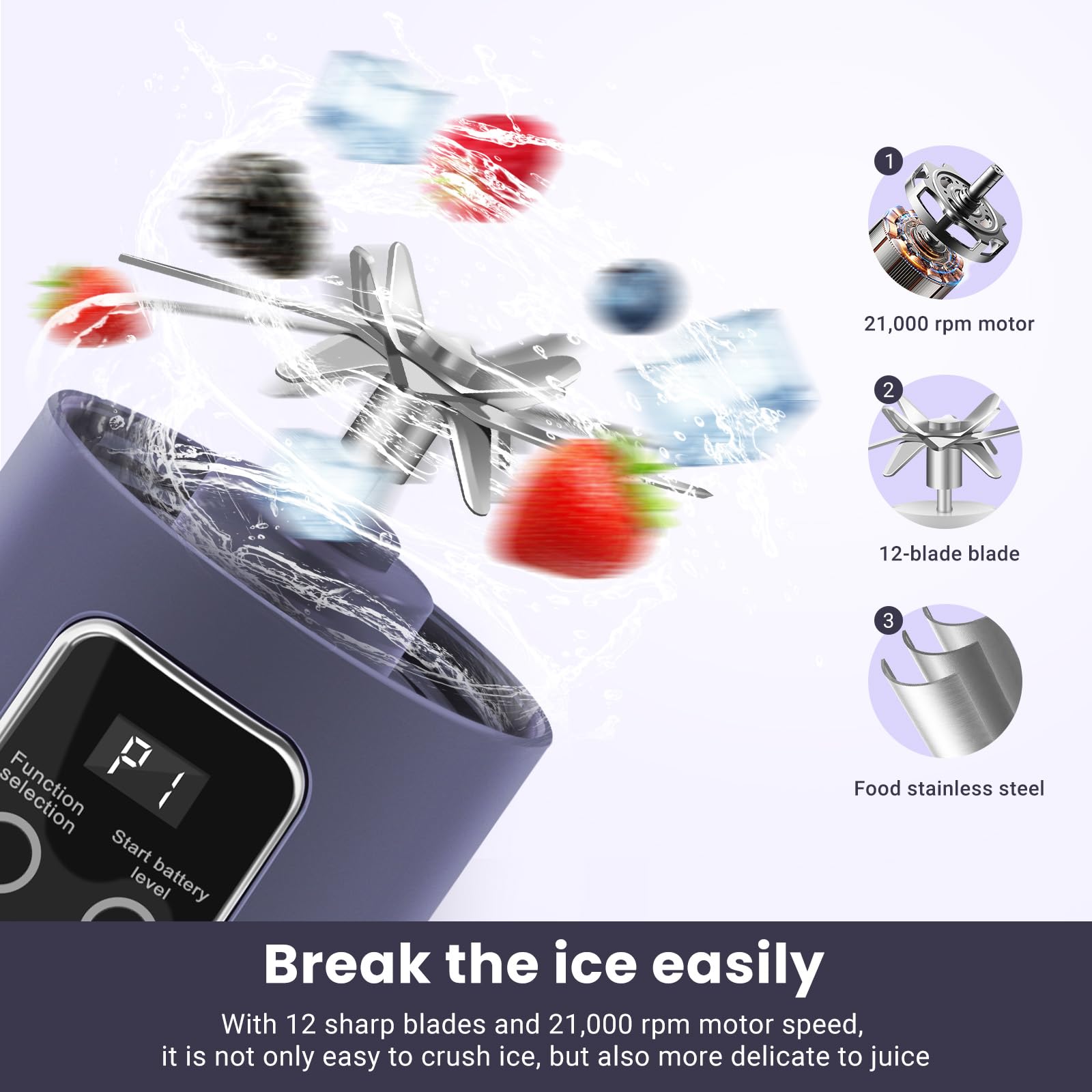Pakay portable blender safety switch and clutch design in view.