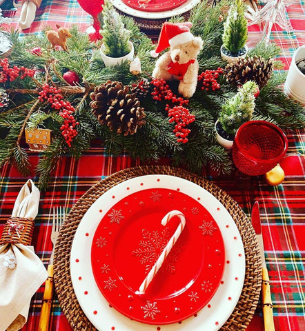 Red buffalo plaid pattern enhances Christmas decor and seasonal warmth