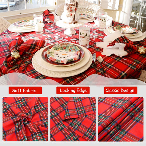 Dining scene featuring PakiInno buffalo plaid tablecloth with farmhouse holiday vibe