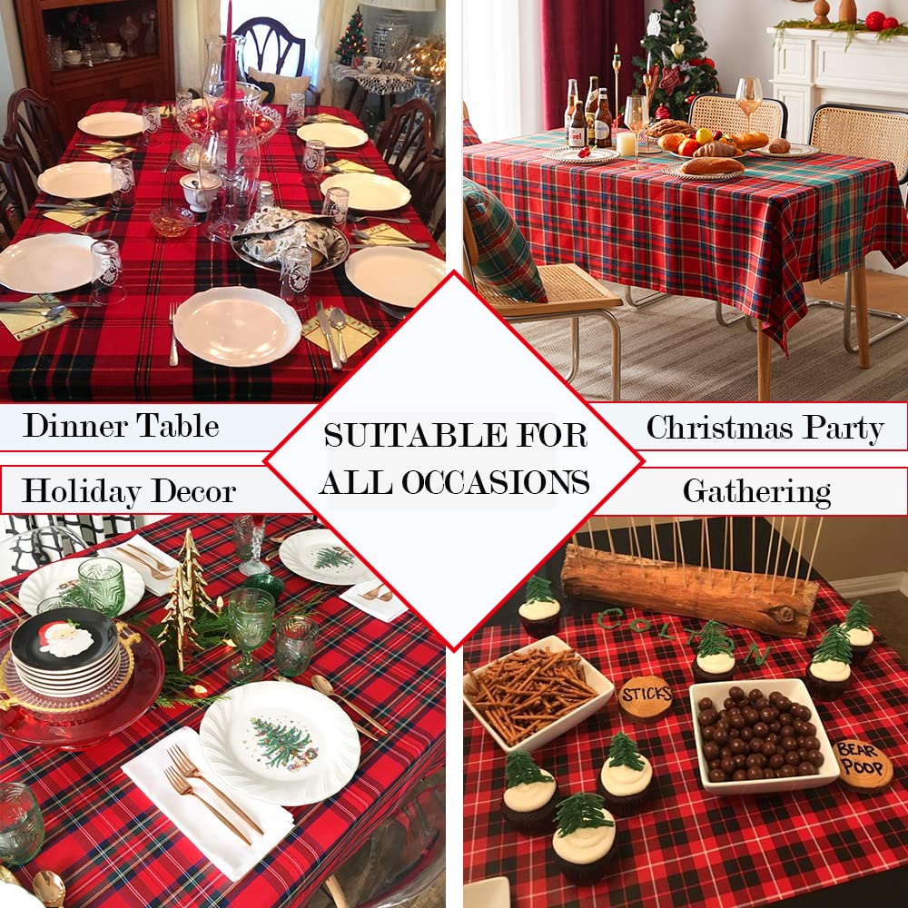 Wrinkle-free fabric of PakiInno buffalo plaid tablecloth offers easy upkeep