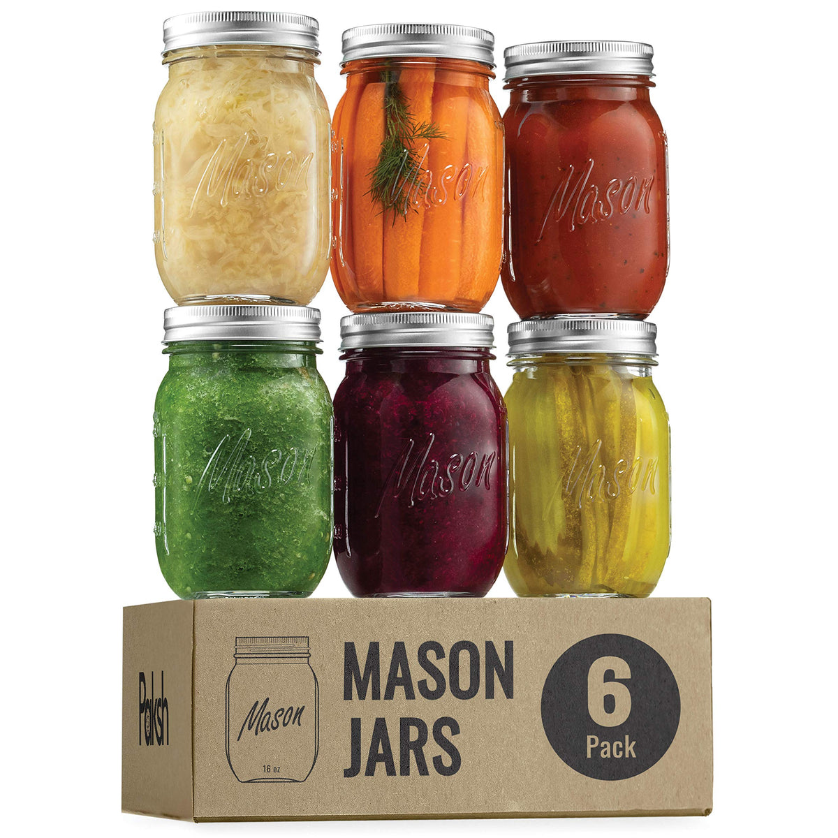 Paksh Novelty 16 oz regular-mouth mason jar with lid for easy canning and storage.