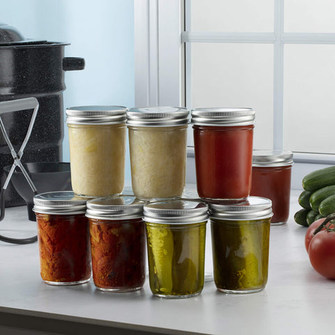 Paksh Novelty silver airtight lid 8oz jar keeps contents fresh.