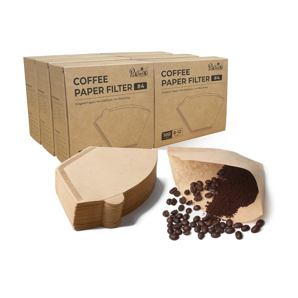 PakTalk cone filter 4 natural brown in use for pour-over coffee