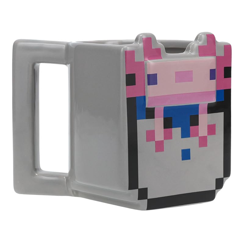 Paladone Bucket of Axolotl Mug ceramic finish enhances durability and tactile satisfaction.