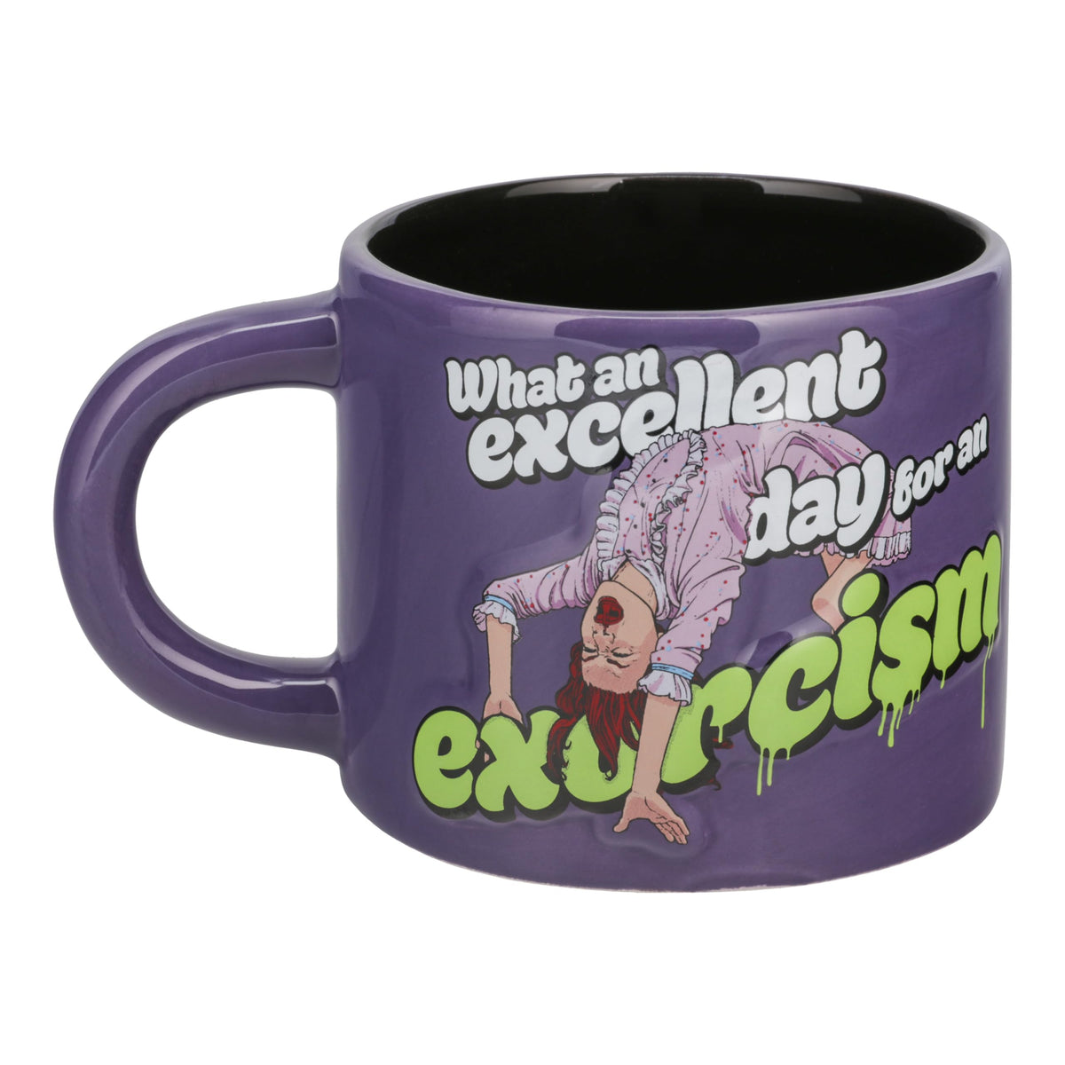 Paladone Exorcist Reagan mug with embossed design, ideal for immersive horror coffee breaks.