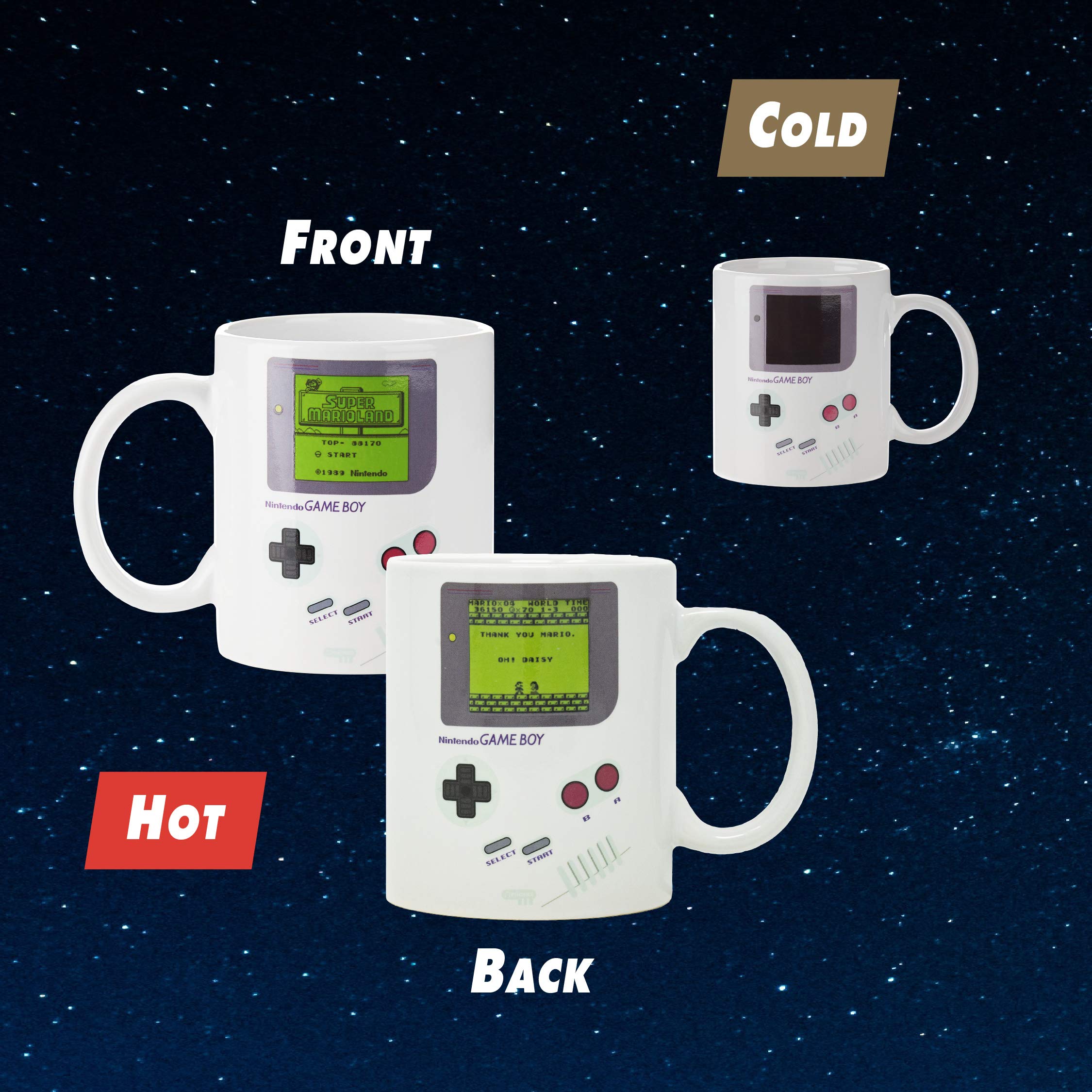 Steam rises to reveal nostalgic gameplay on the Paladone Gameboy mug display