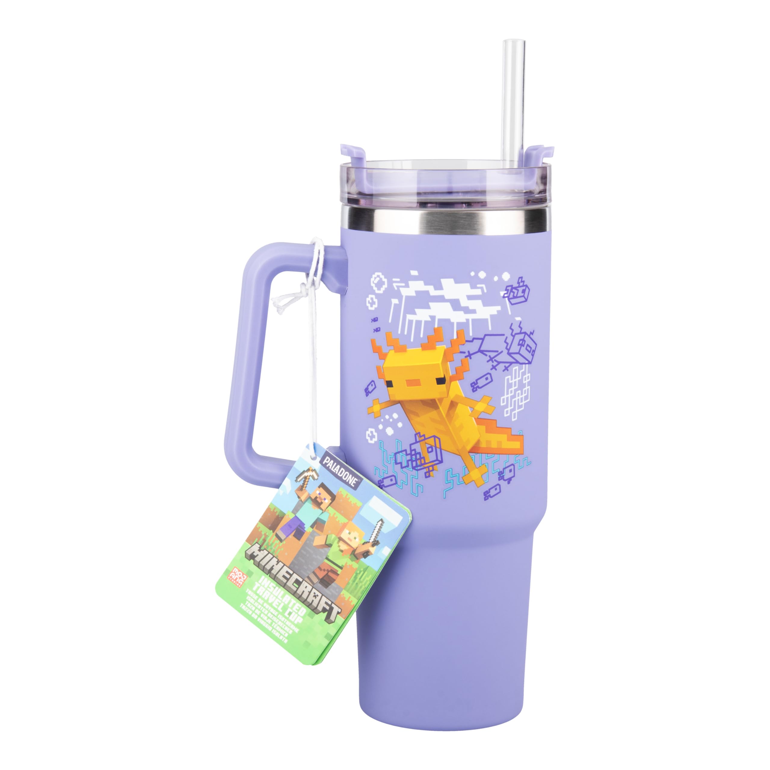 Paladone Minecraft Axolotl cup pour lid for spill-free sips on the go