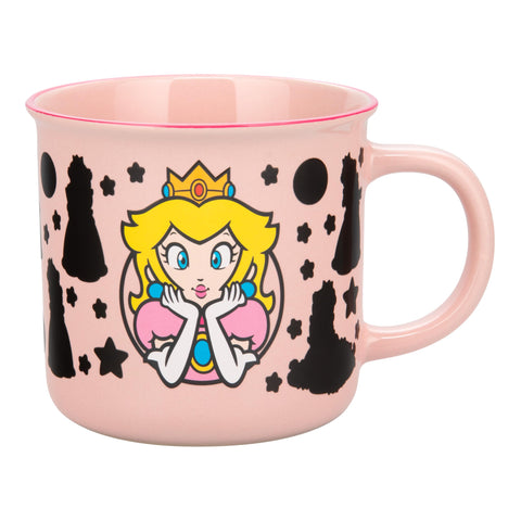 Paladone Princess Peach heat-change mug back view shows pink ceramic and game vibes