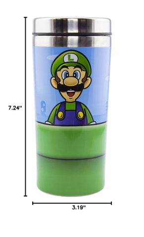 Paladone Super Mario Warp Pipe Travel Mug lid closeup showing secure plastic lid for spills prevention