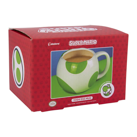 Paladone Yoshi egg mug side view, perfect for tea at the desk