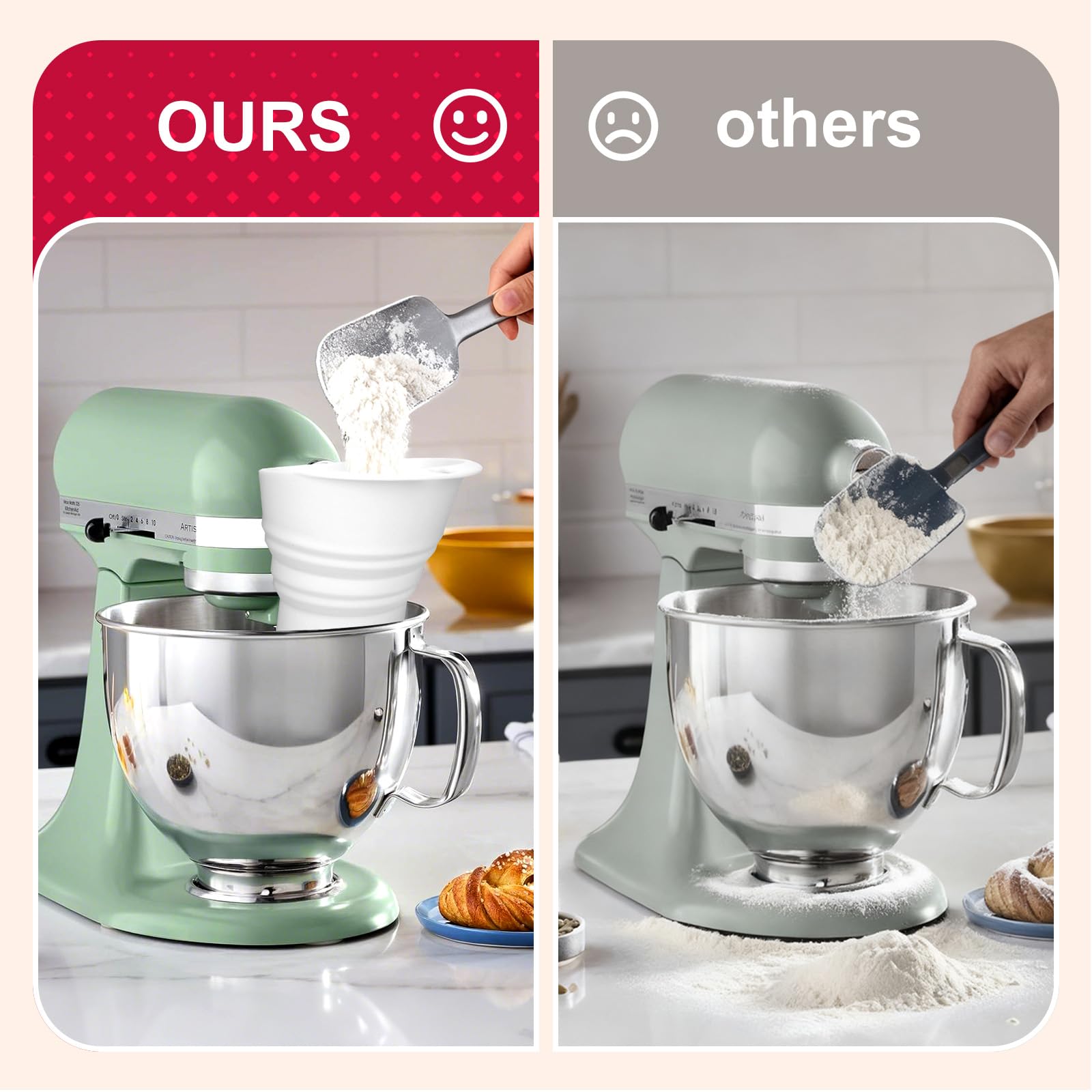Palksky flour funnel dishwasher-safe design simplifies cleanup after baking.