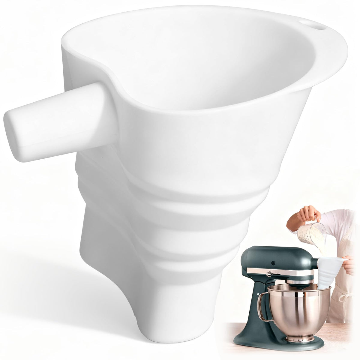 Palksky flour funnel for KitchenAid fit ensures precise, mess-free pouring.