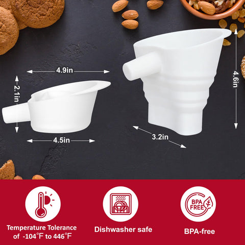Palksky flour funnel leak-proof top keeps flour contained during pouring.