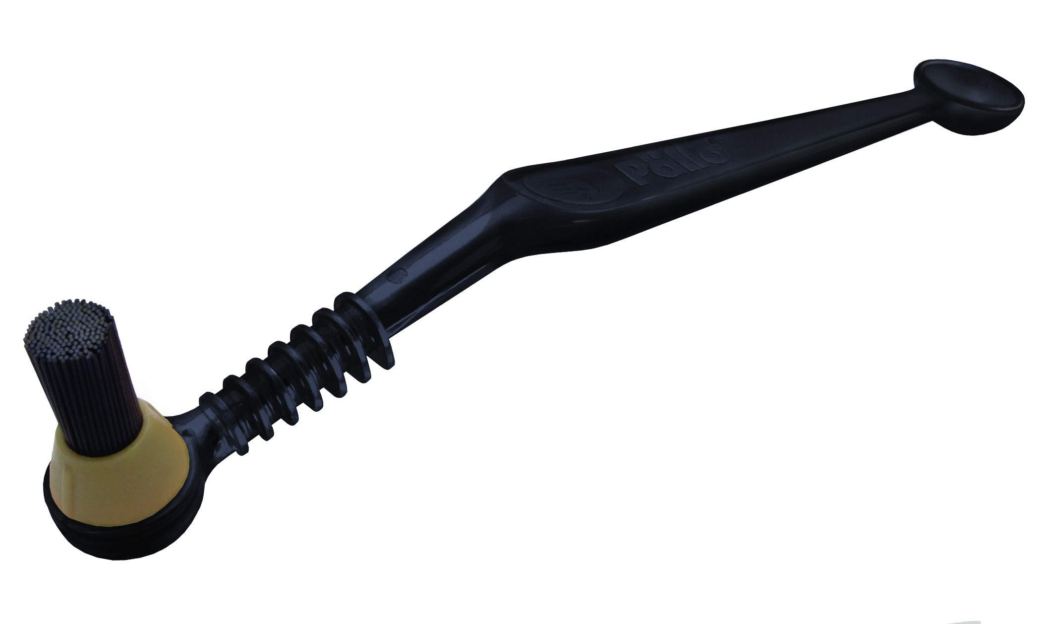 Pallo Coffee Tool Black shown with cooling fins for back flushing and steam wand care