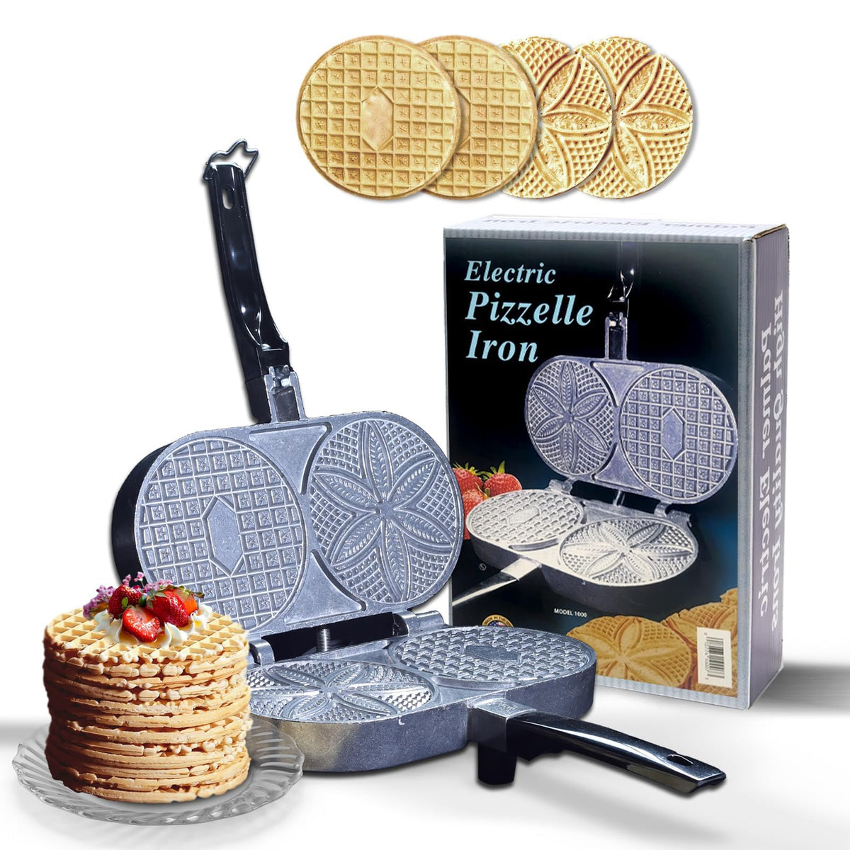 Palmer Pizzelle Iron Model 1000 outer view showing durable aluminum housing for reliability