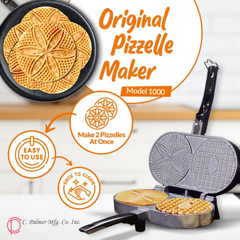 Palmer Pizzelle Iron Model 1000 pan surface ready for even heat and perfect patterns