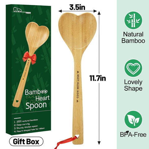 PAMASE Bamboo Heart Shaped Spoon handwash-only care for longevity.