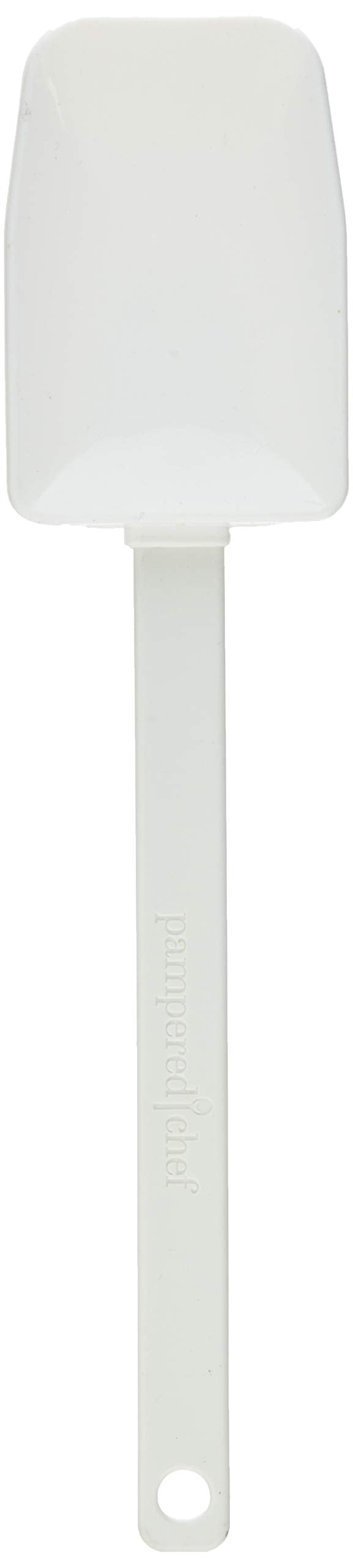 Pampered Chef 1659 scraper spatula close-up with heat-resistant silicone head for versatile cooking
