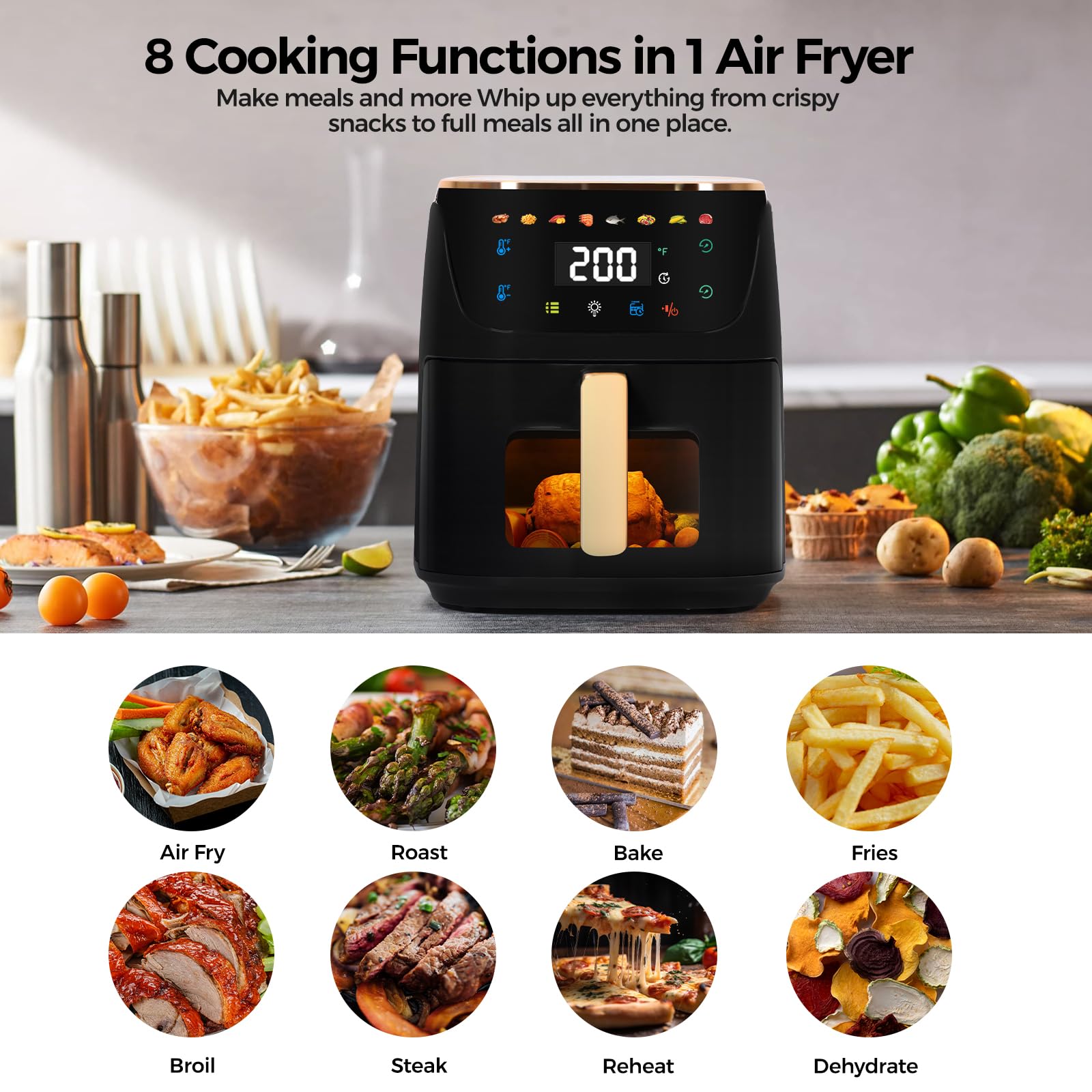 Panana 8QT air fryer removable basket for easy cleanup