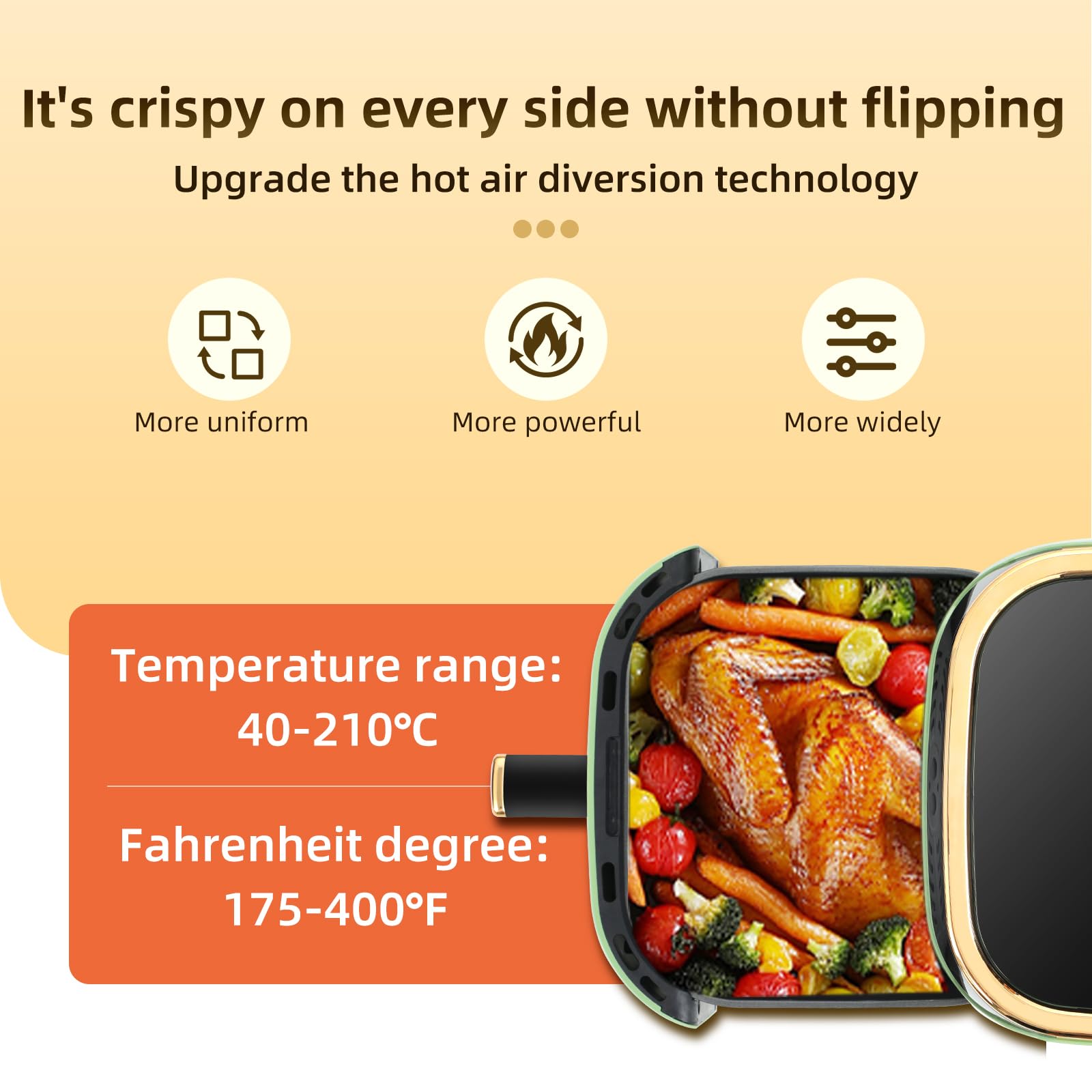 Panana 8qt air fryer interior light to monitor cooking progress.