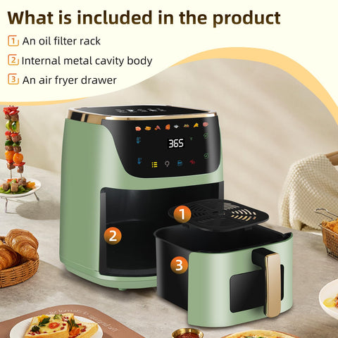 Panana 8qt air fryer in a compact kitchen setup.