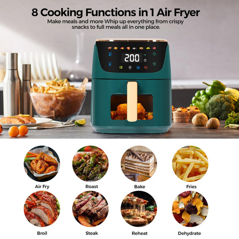 Panana air fryer view-window with LED light for easy monitoring.