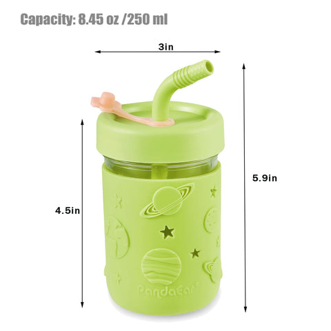 PandaEar 8.45 oz jars ideal for smoothies, water and snacks.