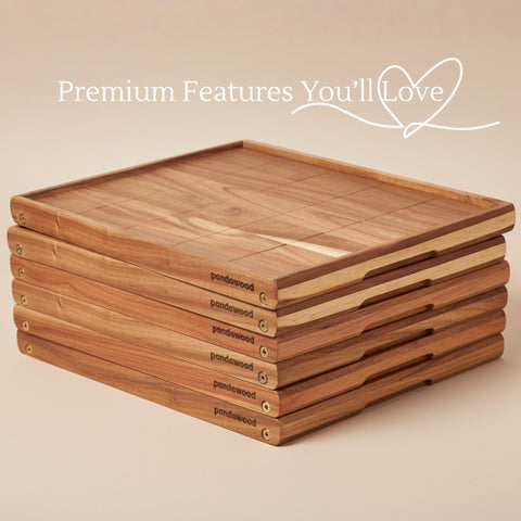 PANDAWOOD acacia tray edge design prevents spills during use