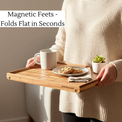 PANDAWOOD TV dinner tray with handles keeps snacks secure