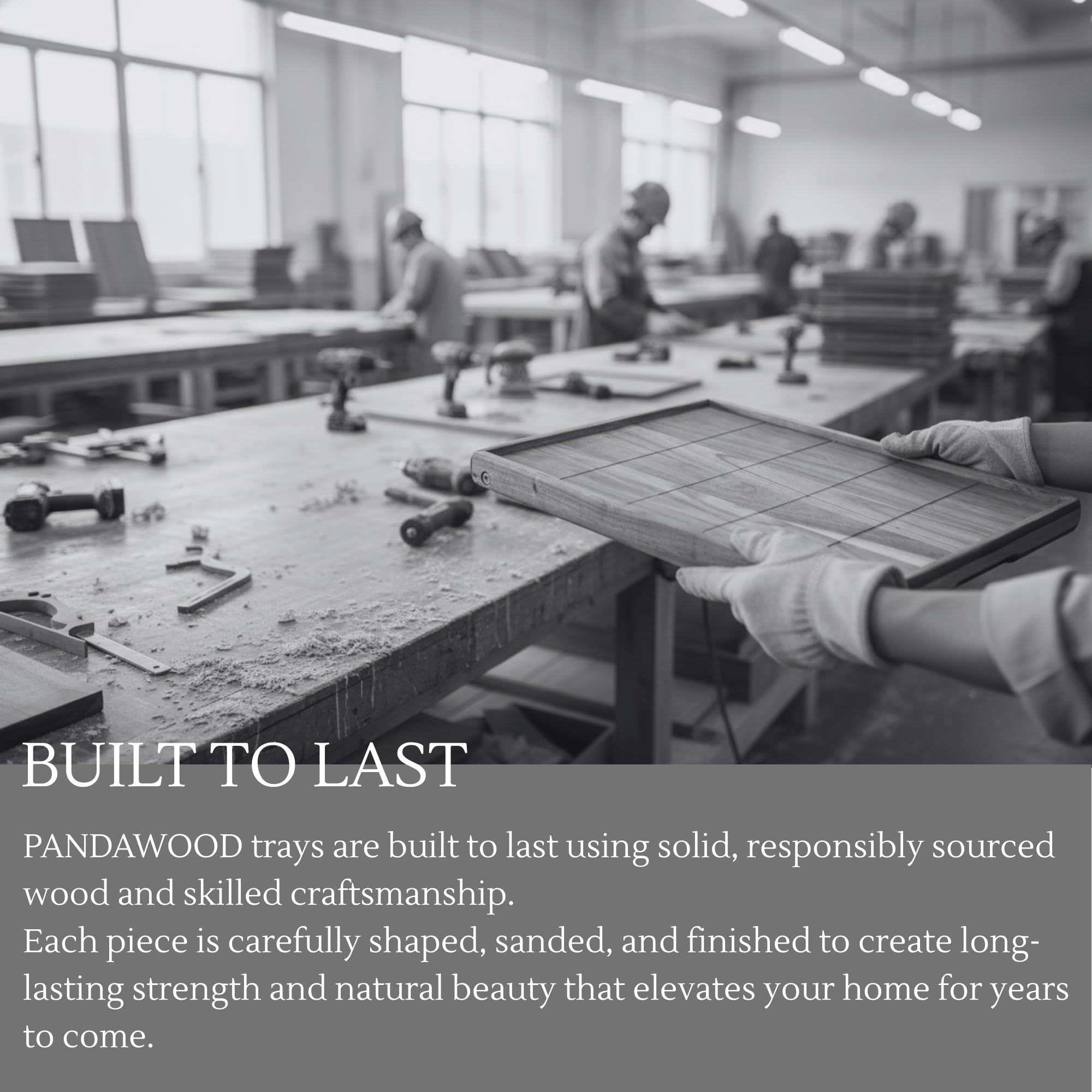 PANDAWOOD versatile bed tray for breakfast, work, and dining