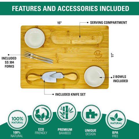 PandPal Misoph collection charcuterie board with side handles, ideal for easy passing and entertaining