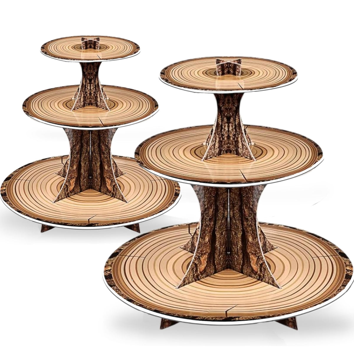 Pangu 2-pack rustic wood cupcake stand adds woodland charm to parties.