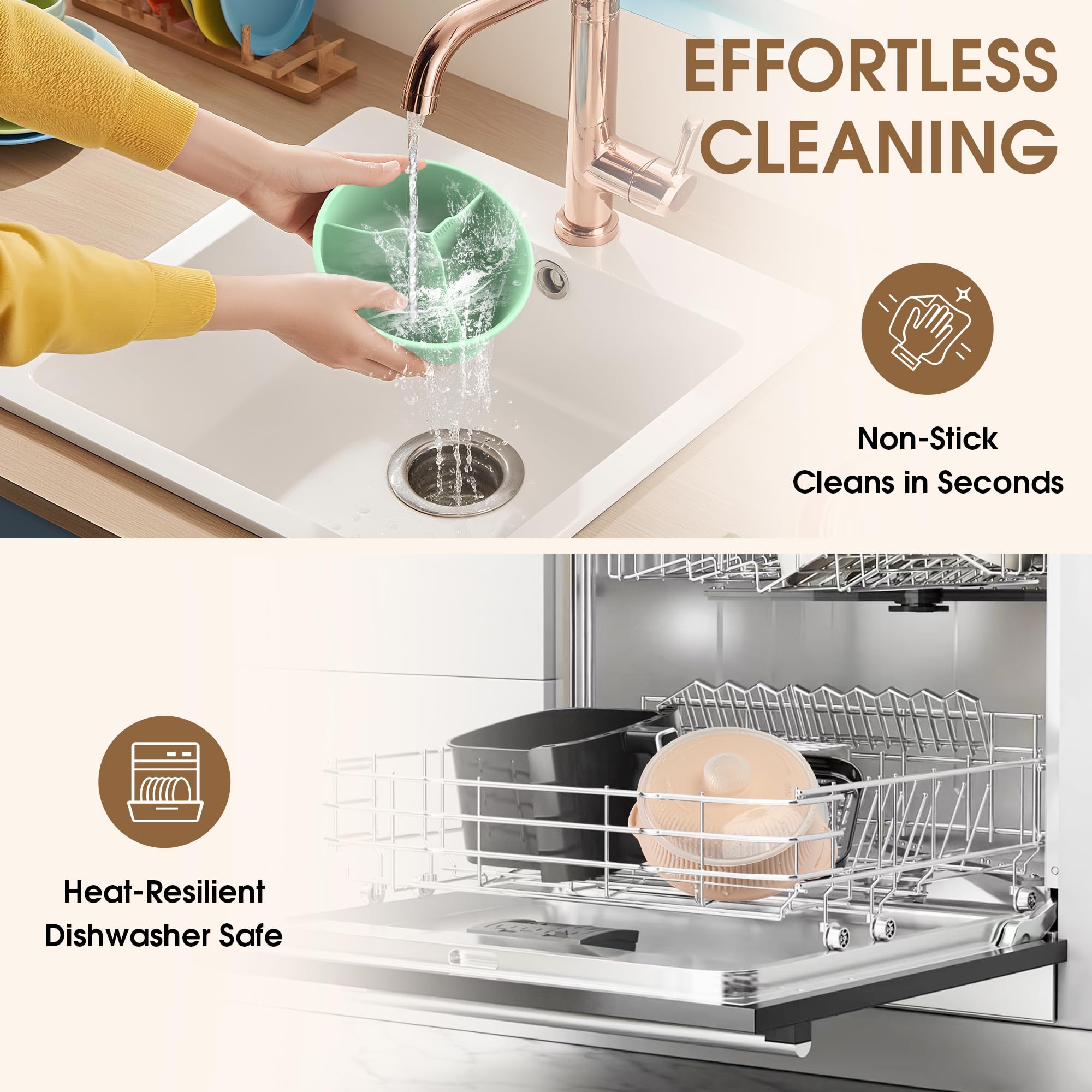 PANIMOSI dishwasher-safe steamer on top rack for easy cleanup.