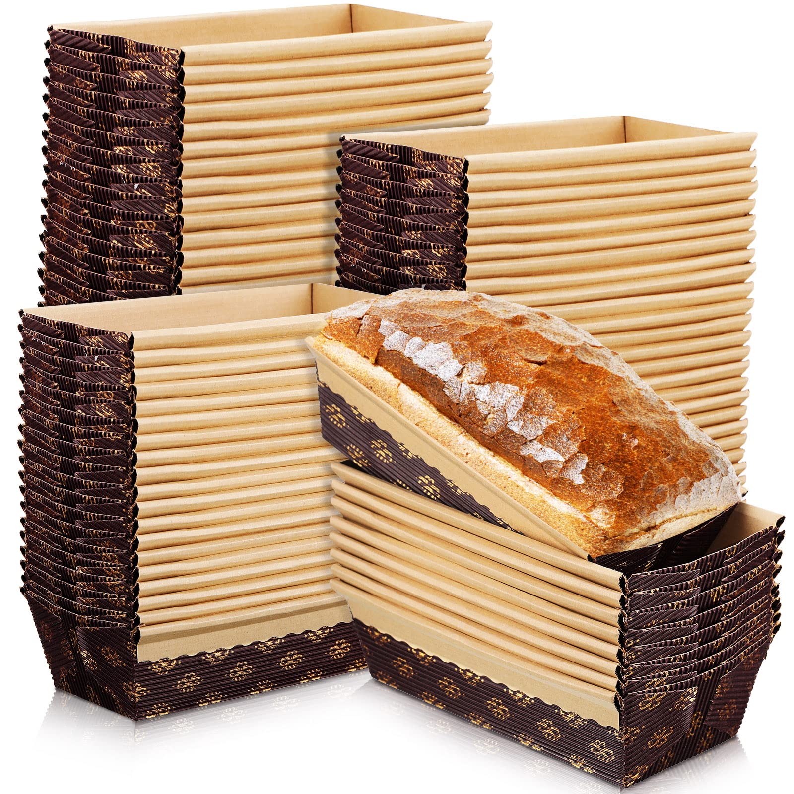 Panitay paper loaf pan with a golden pattern, ideal for elegant loaves