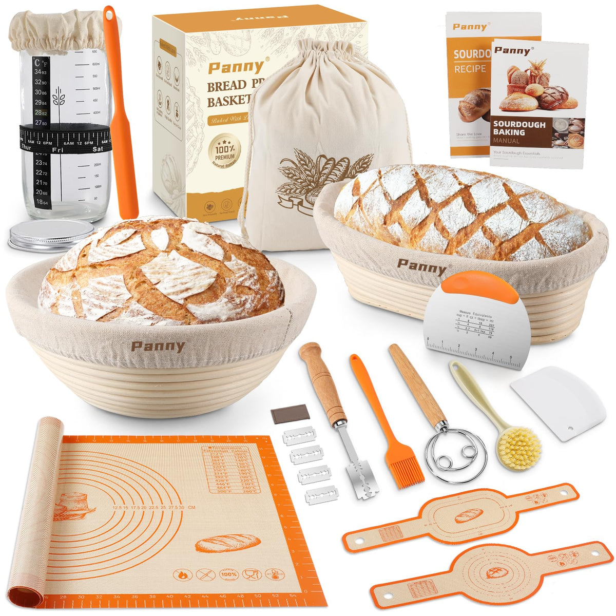 Panny round banneton with natural rattan for even dough proofing