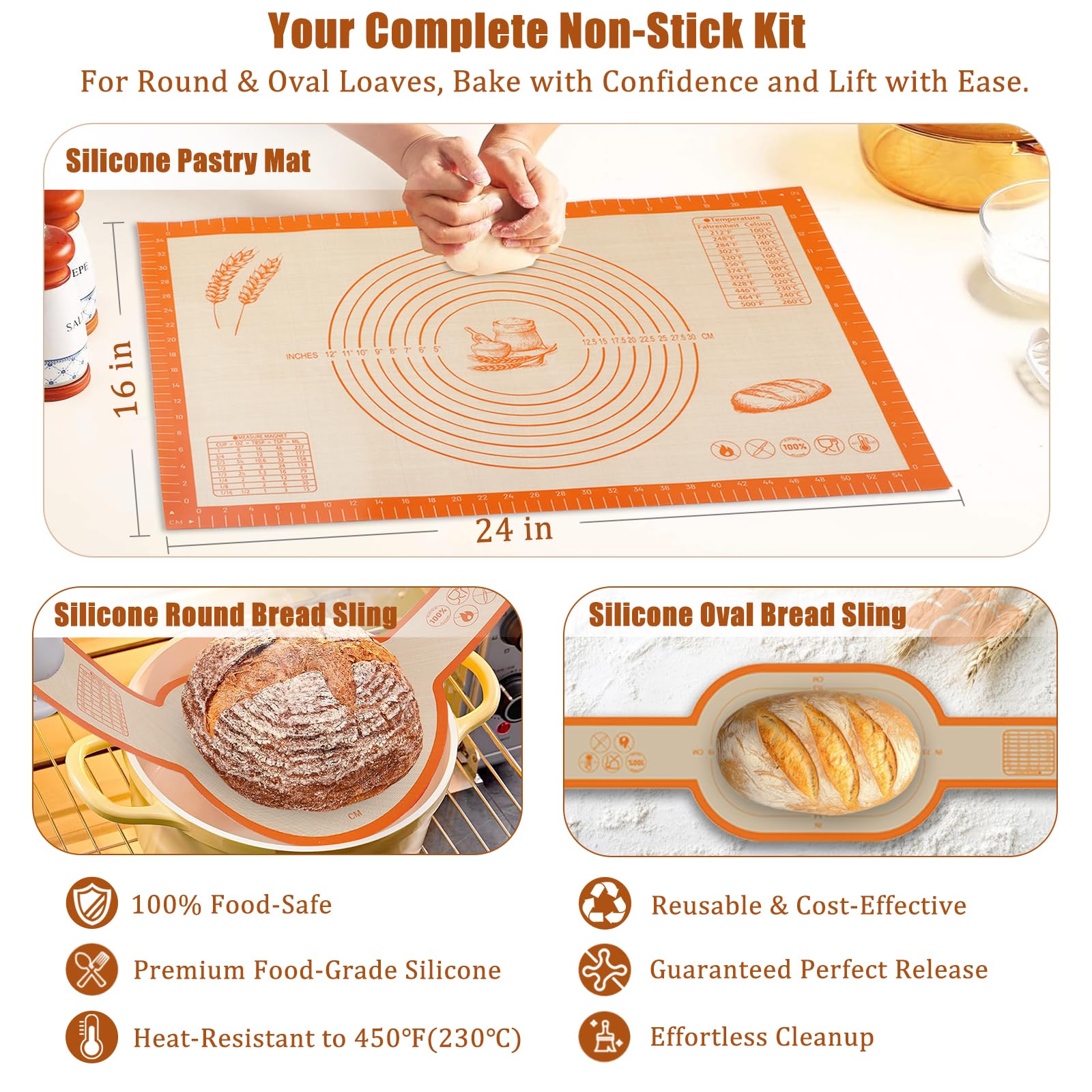 Panny silicone round sling for clean dough transfer