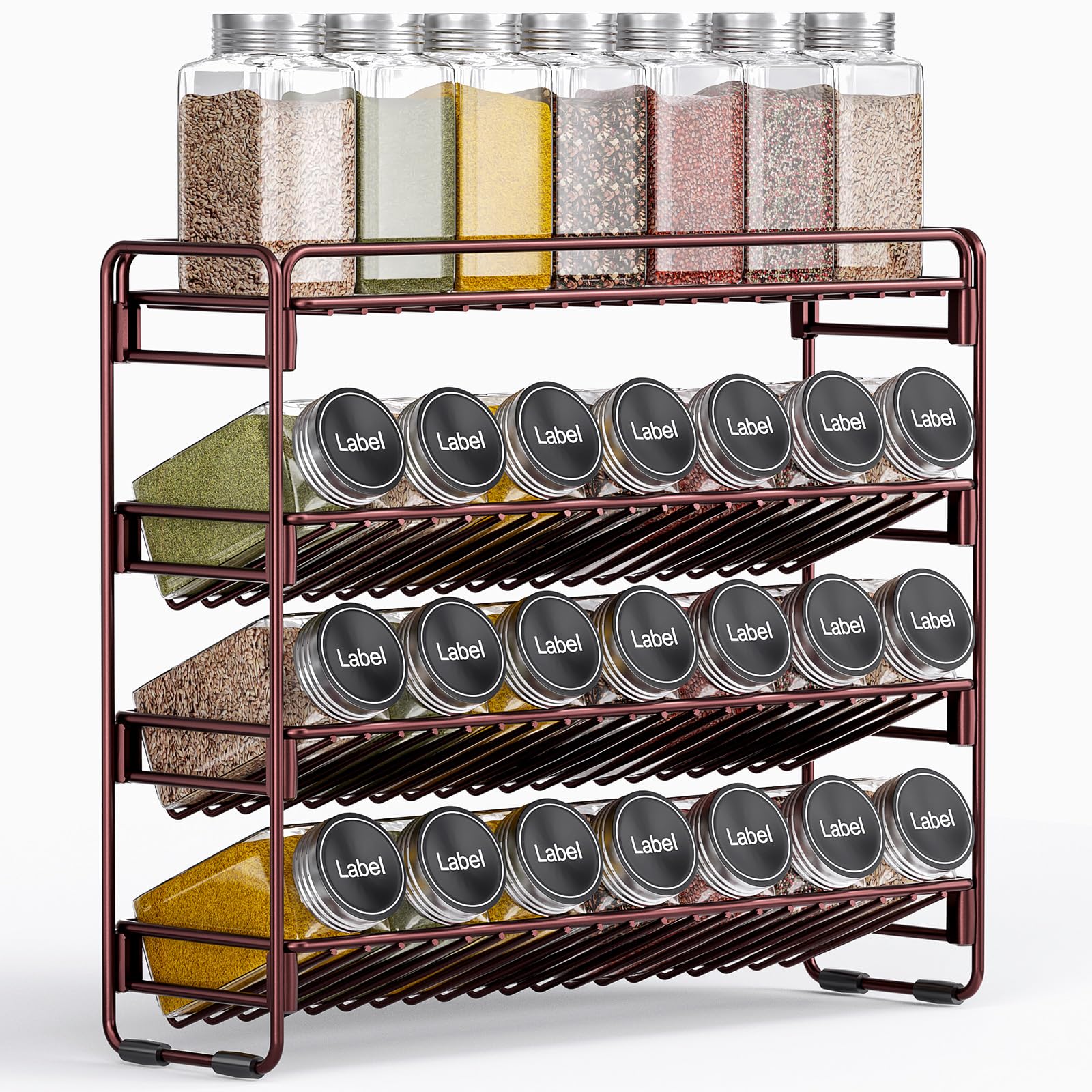 PanPanPal 4-Tier spice rack with tilted shelves keeps spices visible and easy to grab.