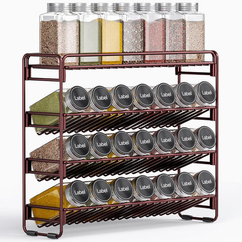 PanPanPal 4-Tier spice rack with tilted shelves keeps spices visible and easy to grab.