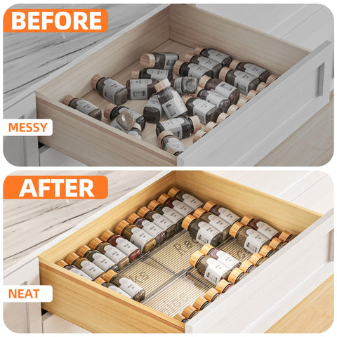 PanPanPal space-saving design keeps drawers tidy and spices within reach.