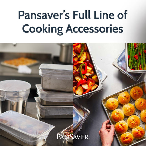 PanSaver liners on the counter highlight quick, no-scrub post-cooking cleanup