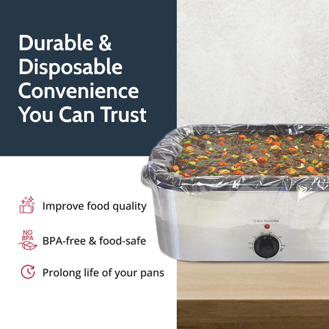 PanSaver foil liner inside a roaster prevents mess and sticking